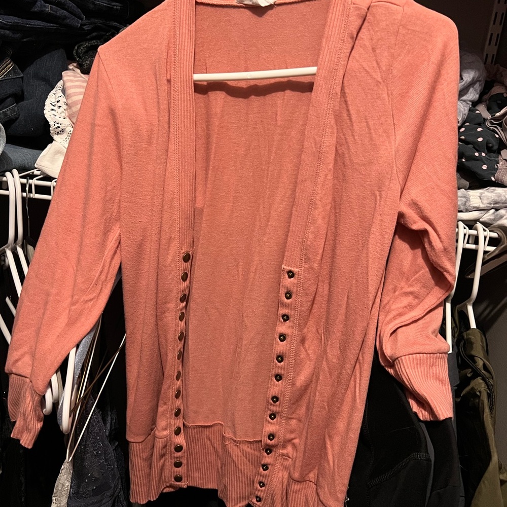 Women's Coral Button-Down Sweater
